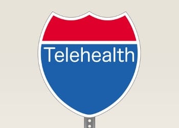 Interstate Road Sign With "Telehealth" Written On It
