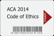 Smart Code with "ACA 2014 Code of Ethics" Written On It