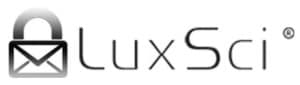 The logo of Luxsci which is an image of an envelope merged with the image of a padlock, followed by the word "LuxSci."