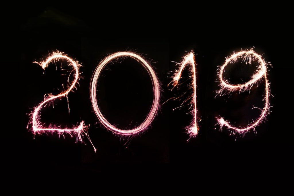 the numbers 2019 written out in sparklers