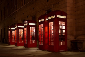 Row of British phone booths