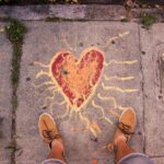 Heart chalked onto sidewalk